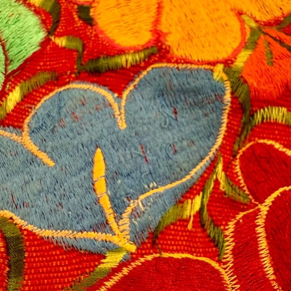 Mexican floral embroidered pillow cover